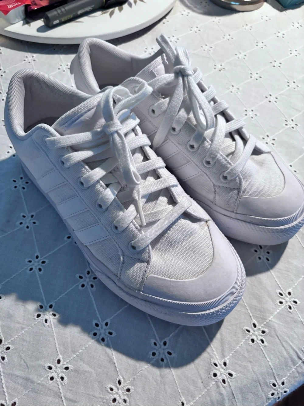 adidas White Low-Top Canvas Sneakers